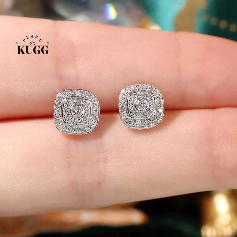 Diamond Stud Earrings - KUGG 100% 18K kolczyki z białego