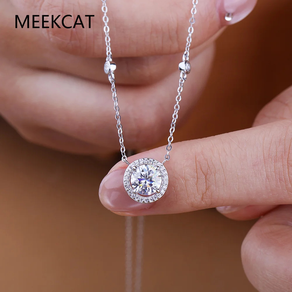 Crystal Choker Necklace - Naszyjniki z moissanitem 1/2/3CT dla kobiet,