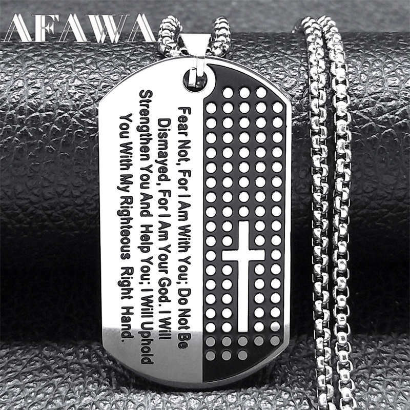Mens Dog Tag Necklace - Nie boj się, bo jestem z