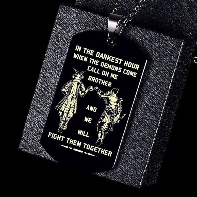 Mens Dog Tag Necklace - Vnox w najczarniejszej godzinie, gdy demony