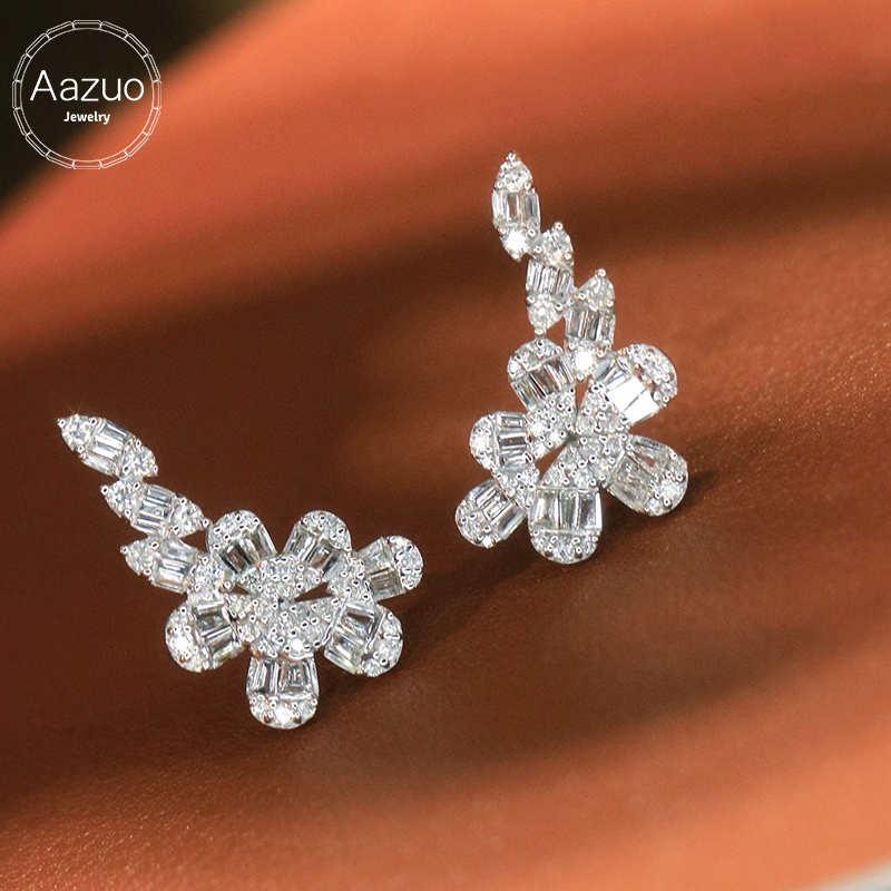 Diamond Stud Earrings - Aazuo Fine Jewelry 18K Czyste Białe