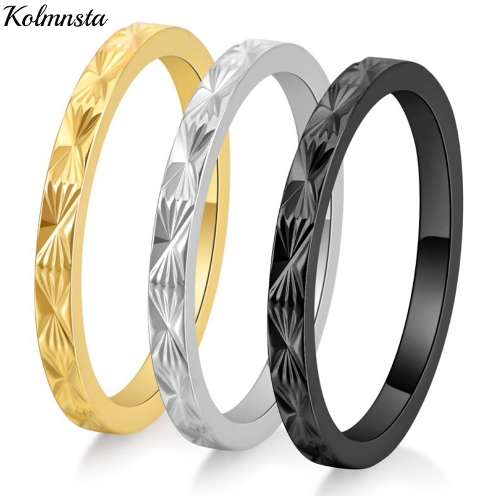 Minimalist Ring Stackable - Kolmnsta 2mm stal tytanowa pierścionki zaręczynowe