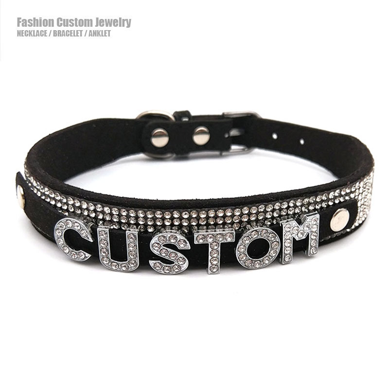 Crystal Choker Necklace - Błyszczące litery Rhinestone niestandardowy kołnierz Choker