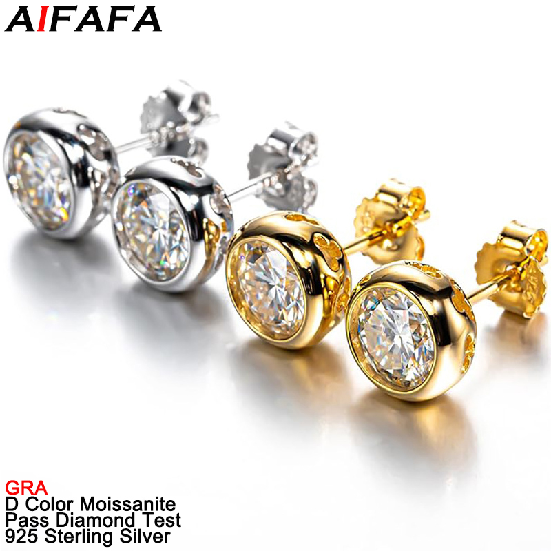 Diamond Stud Earrings - Prawdziwe kolczyki sztyfty z moissanitem w