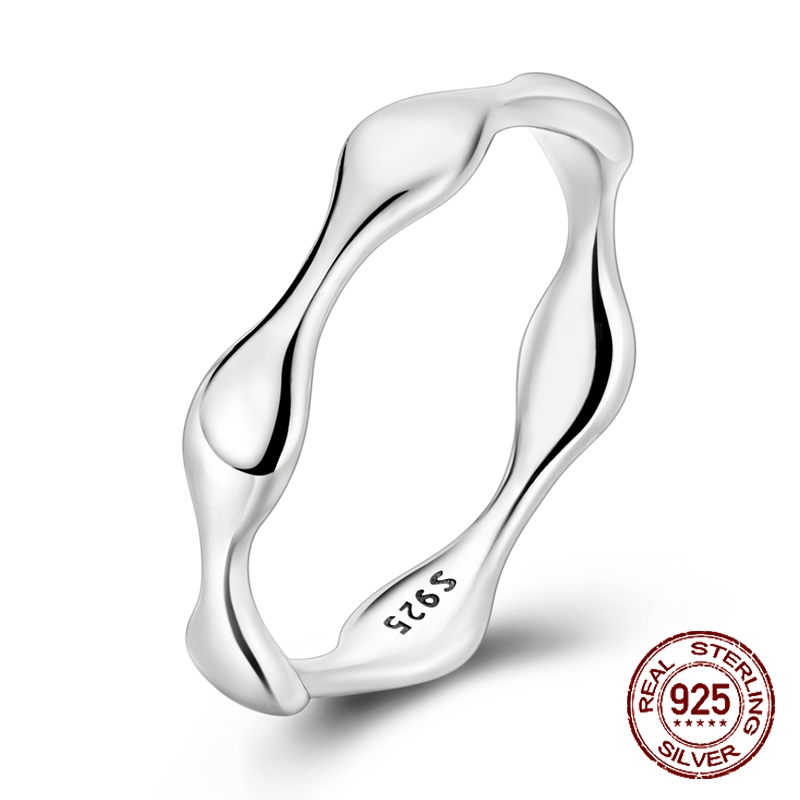 Minimalist Ring Stackable - Pierścionek z falistą, nieregularną bransoletką ze
