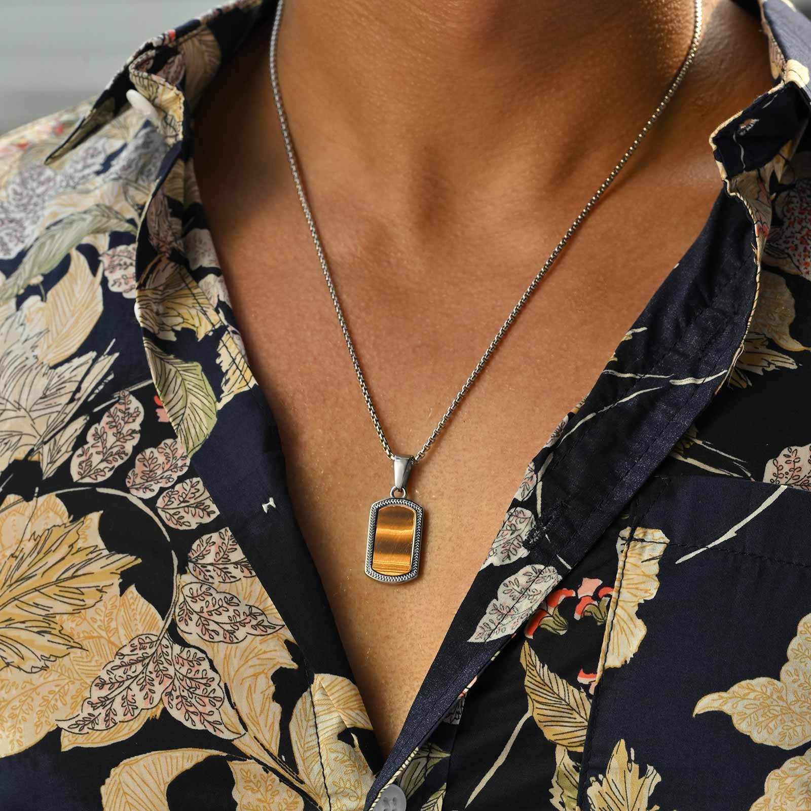 Mens Dog Tag Necklace - Naszyjnik męski Vnox ze stali nierdzewnej
