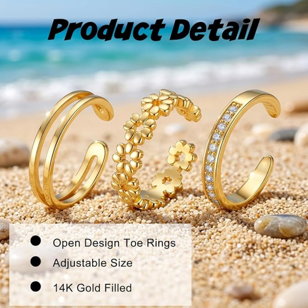 Zestaw 3 złotych, otwartych, r – Minimalist Ring Stackable recenzja i cena