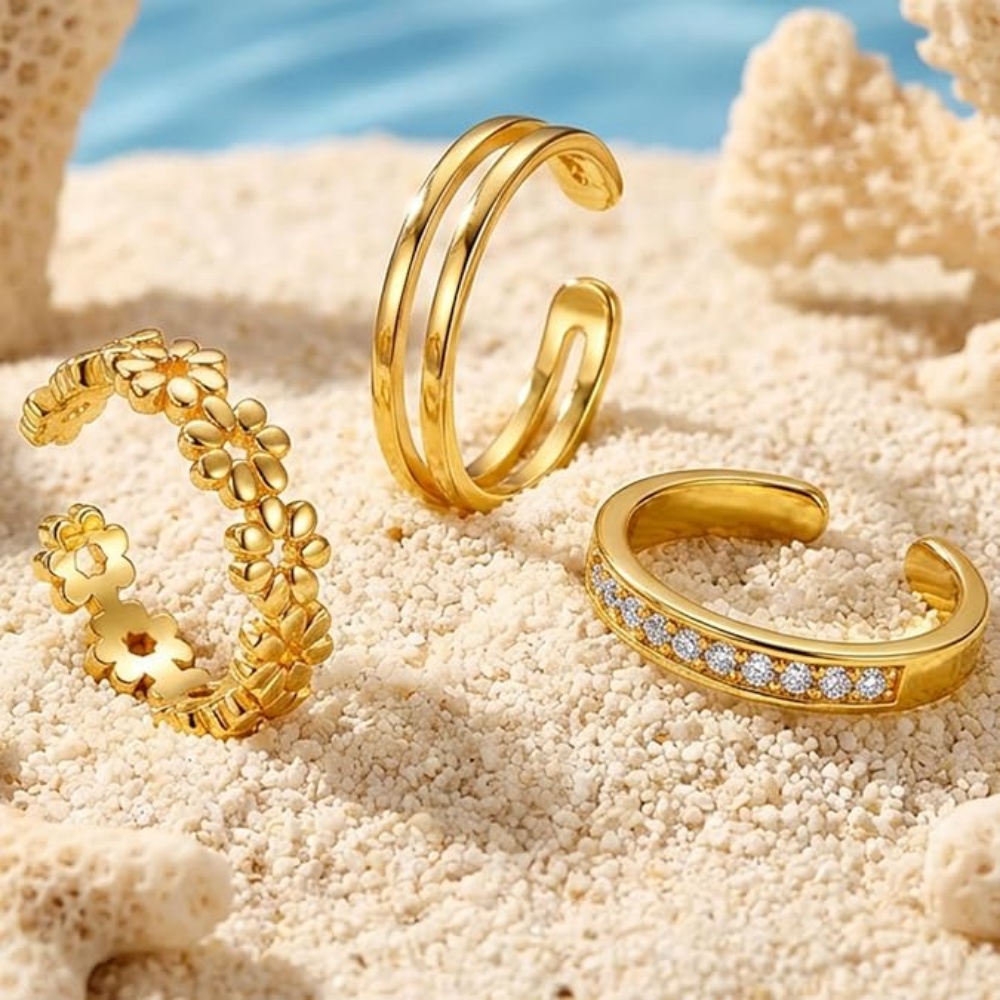 Zestaw 3 złotych, otwartych, r – Minimalist Ring Stackable recenzja i cena