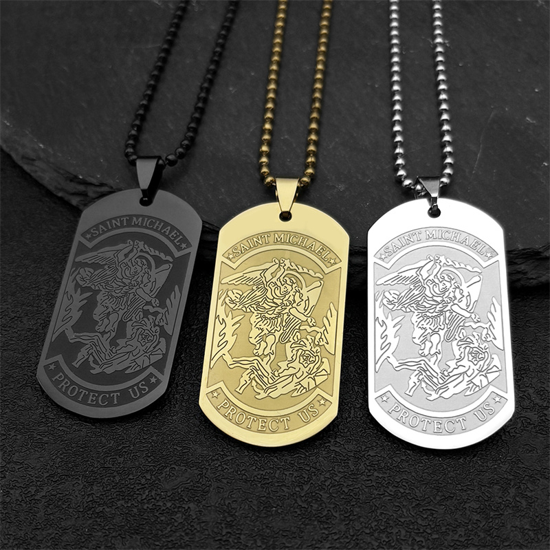 SAINT MICHAEL PROTECT US Archa – Mens Dog Tag Necklace recenzja i cena