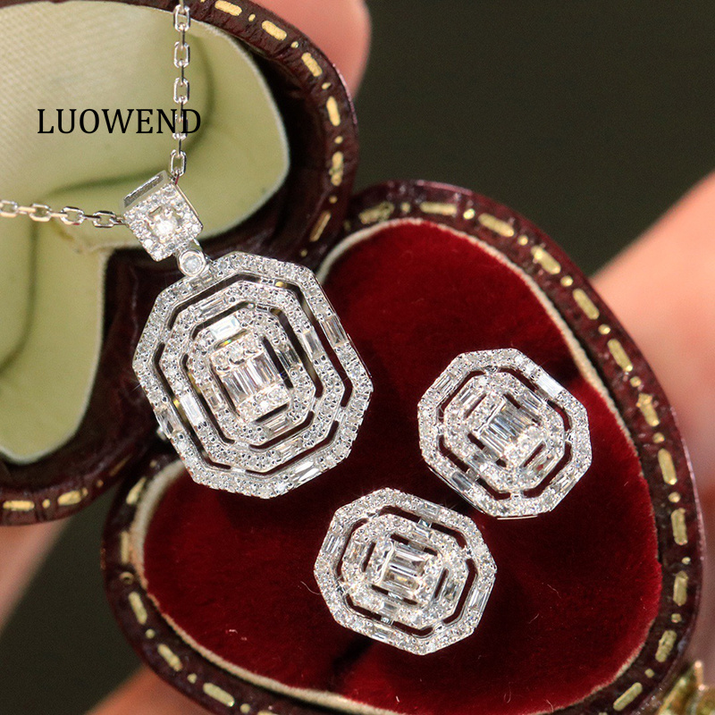 LUOWEND 100% 18K Białe Złoto K – Diamond Stud Earrings recenzja i cena