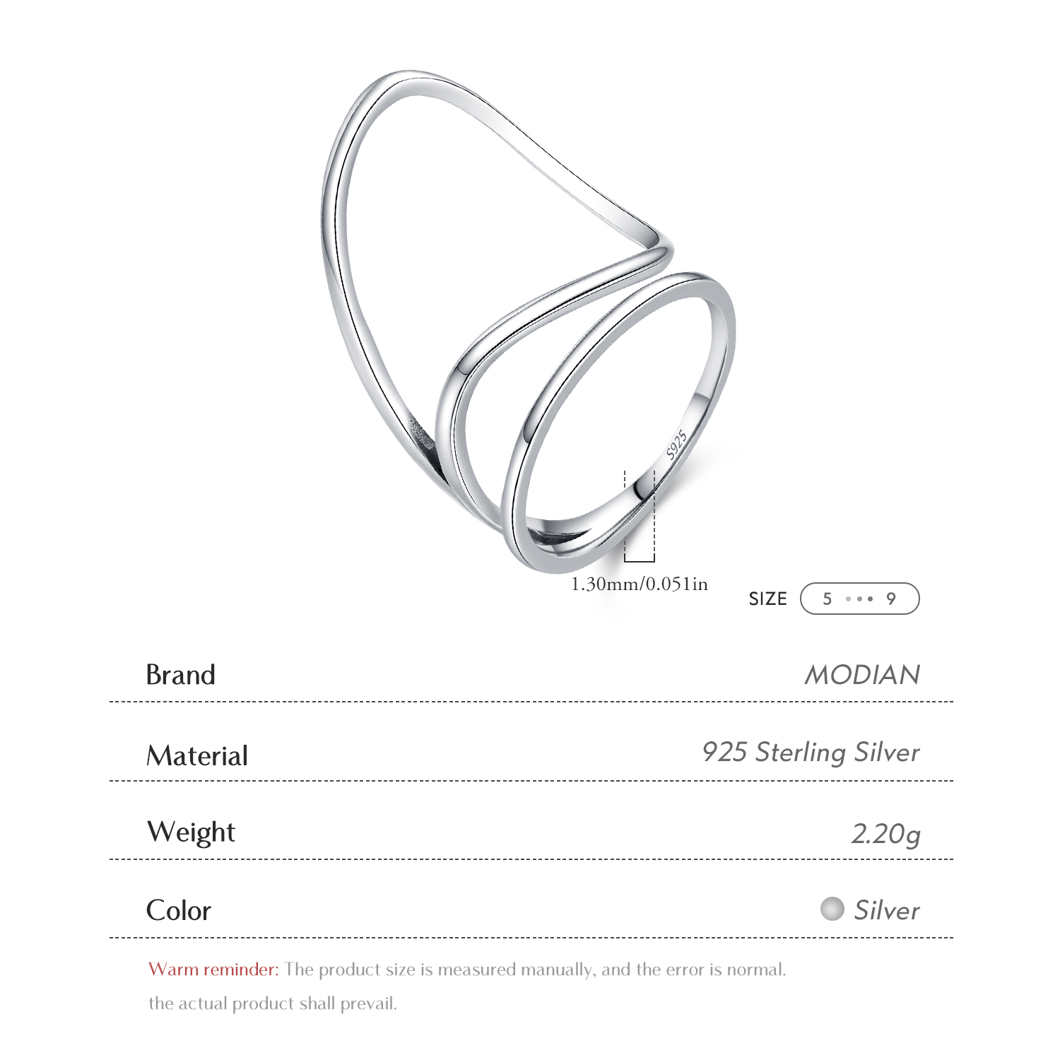 MODIAN Pierścionki z srebra pr – Minimalist Ring Stackable recenzja i cena